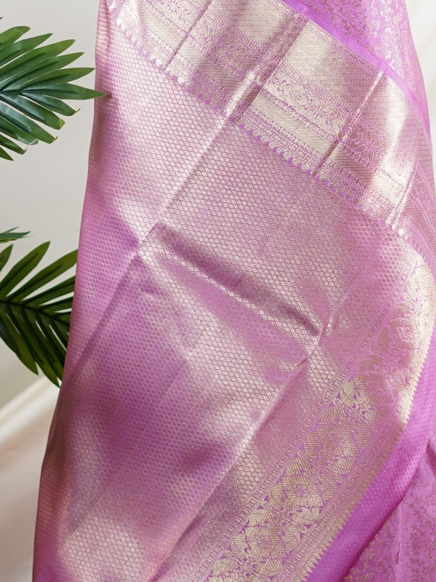 Kanchipuram Silk Pink 100% Pure Silk  - Manoranjitham Weaves - Handloom Store