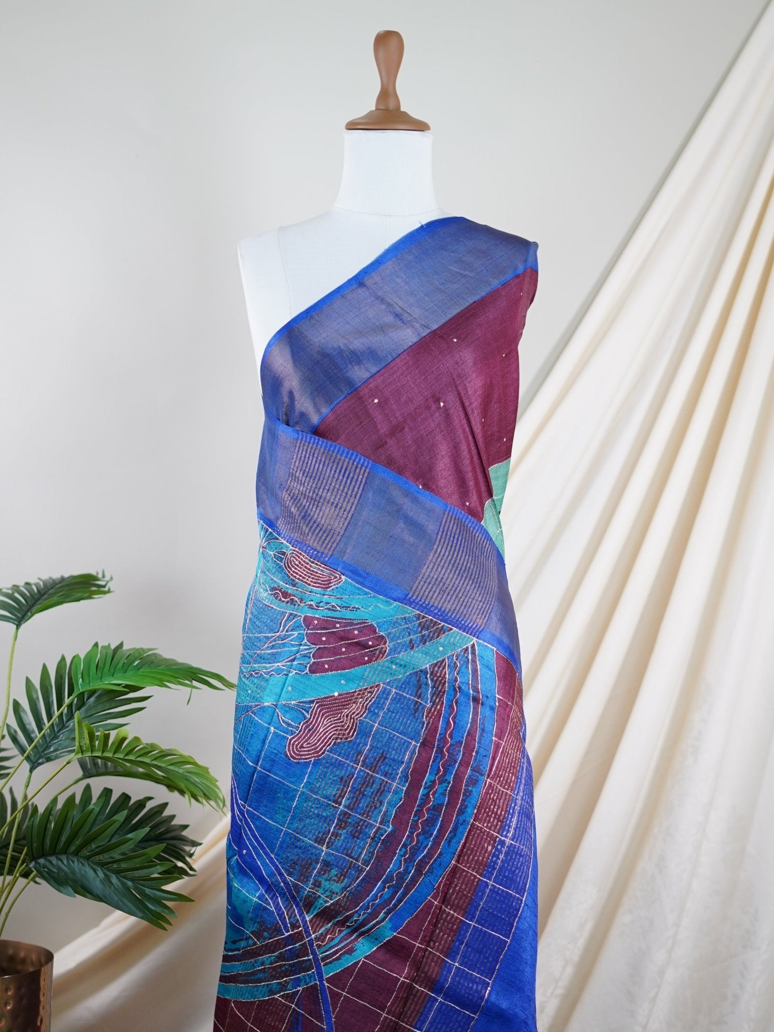 Tussars Purple 100% Pure Tussar - Manoranjitham Weaves - Handloom Store