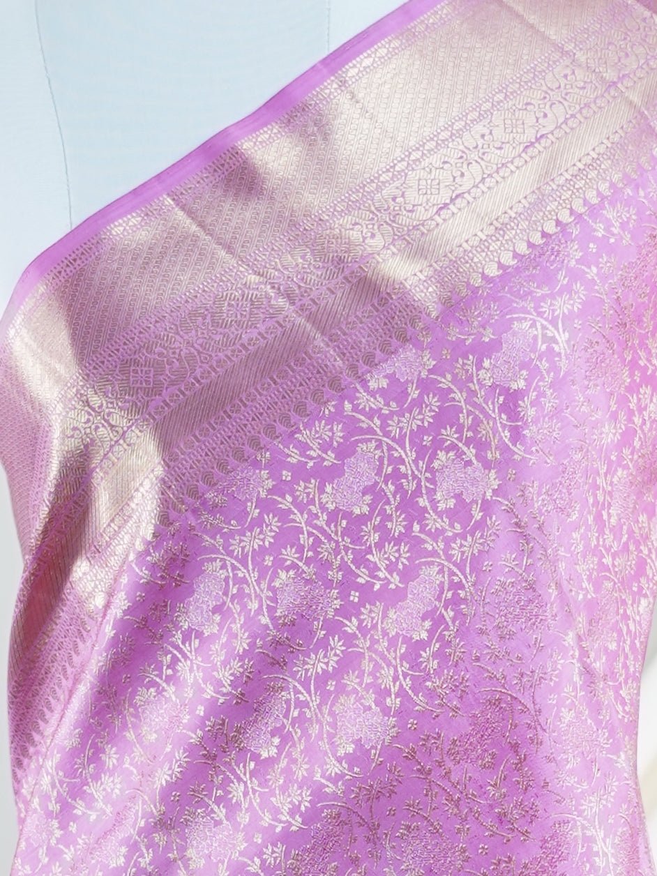 Kanchipuram Silk Pink 100% Pure Silk  - Manoranjitham Weaves - Handloom Store