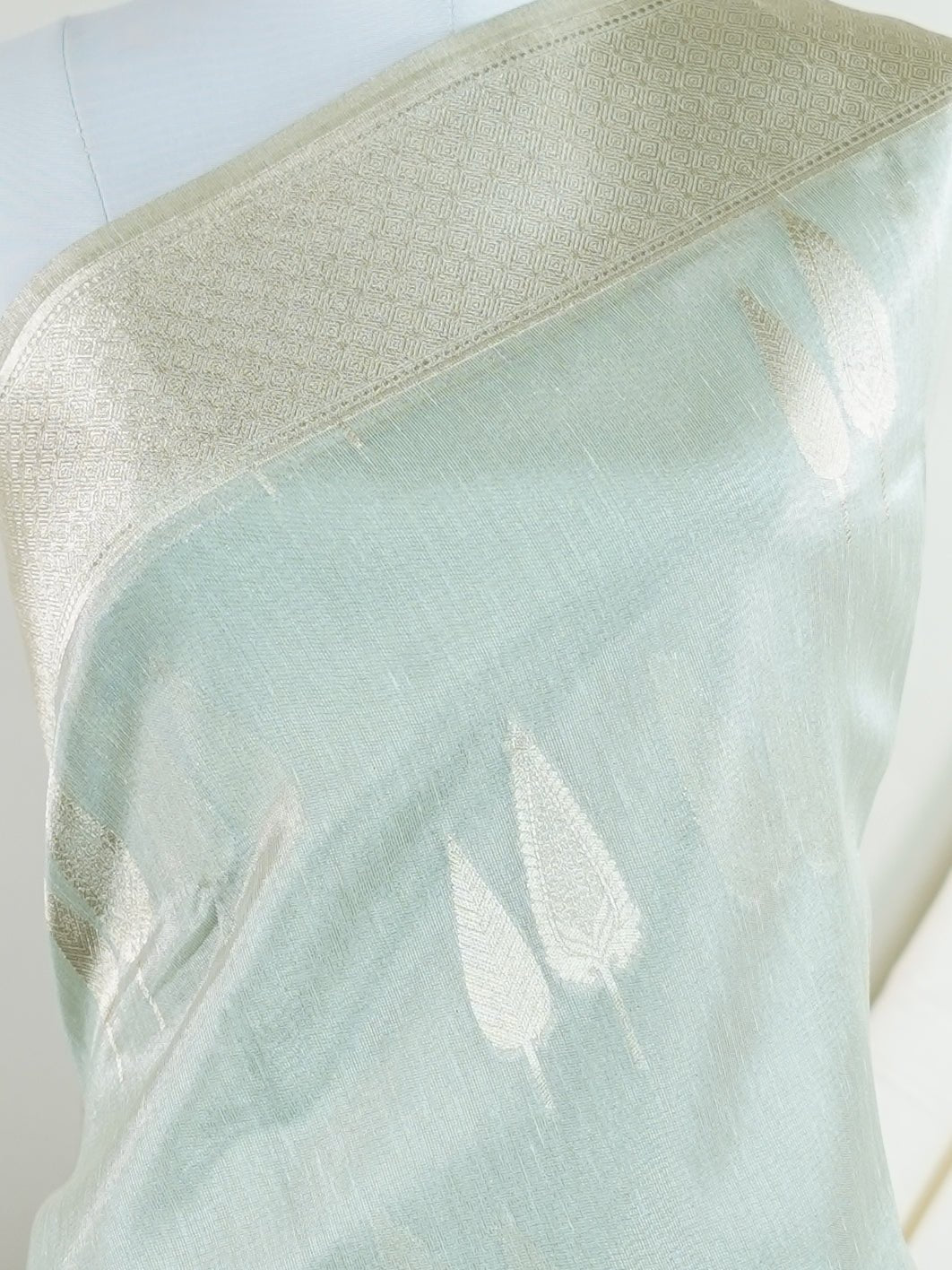 tissue Teal Green Semi Tissue - Manoranjitham Weaves - Handloom Store