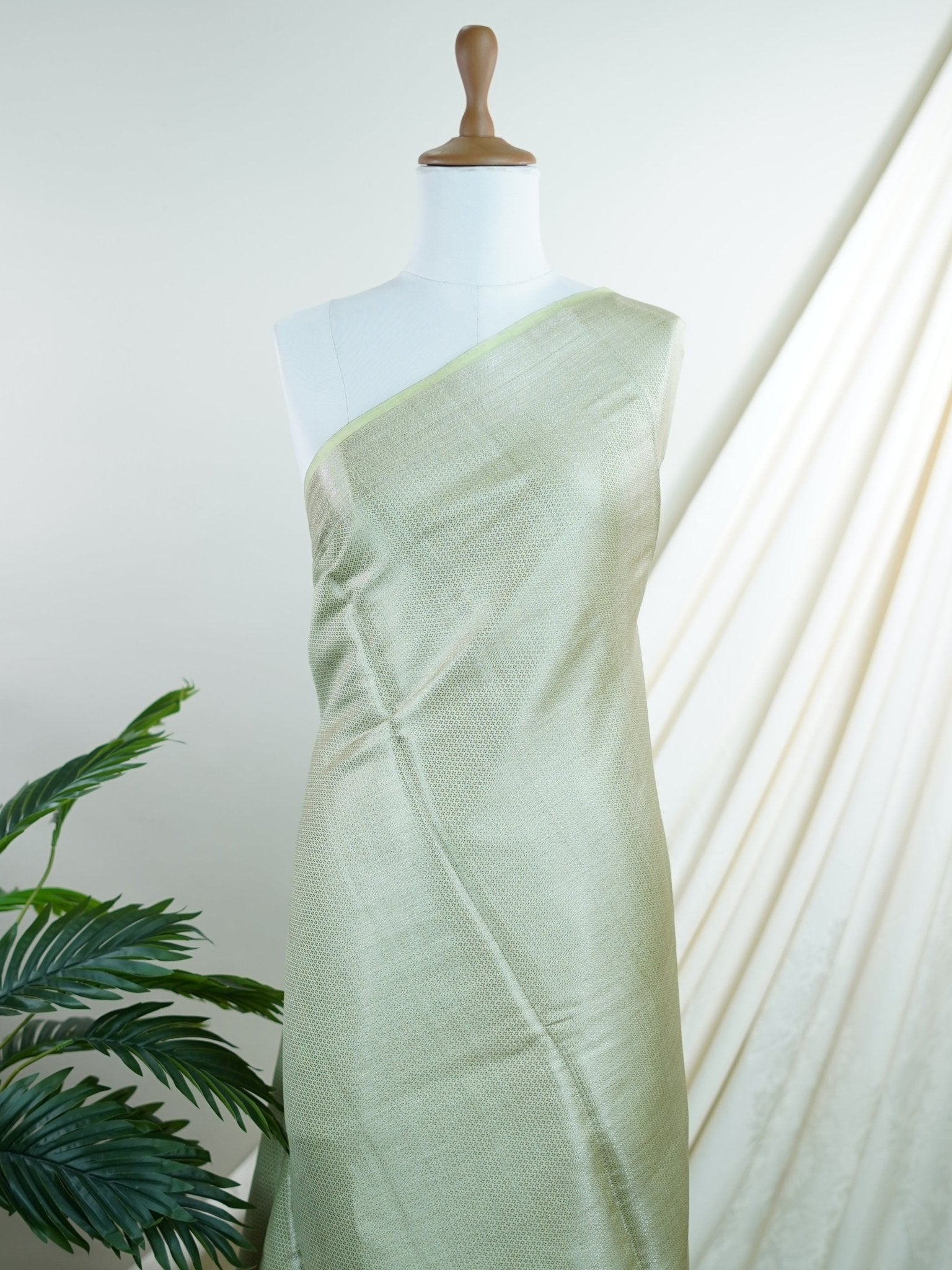 Chiniya Silk Teal Green 100% Pure Katan Soft Silk - Manoranjitham Weaves - Handloom Store