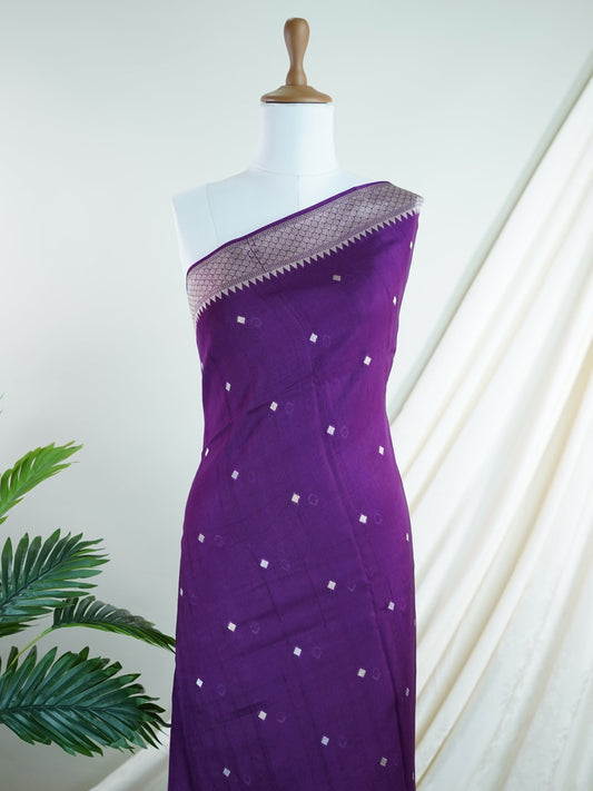 Georgette Violet Tussar Georgette - Manoranjitham Weaves - Handloom Store