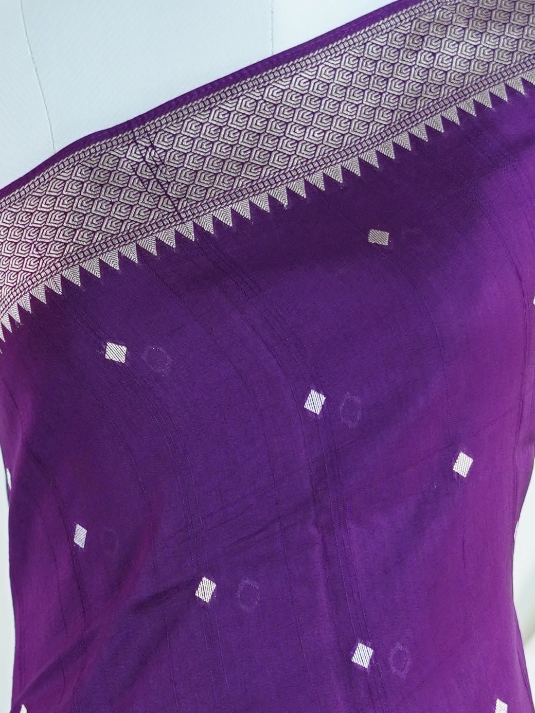 Georgette Violet Tussar Georgette - Manoranjitham Weaves - Handloom Store