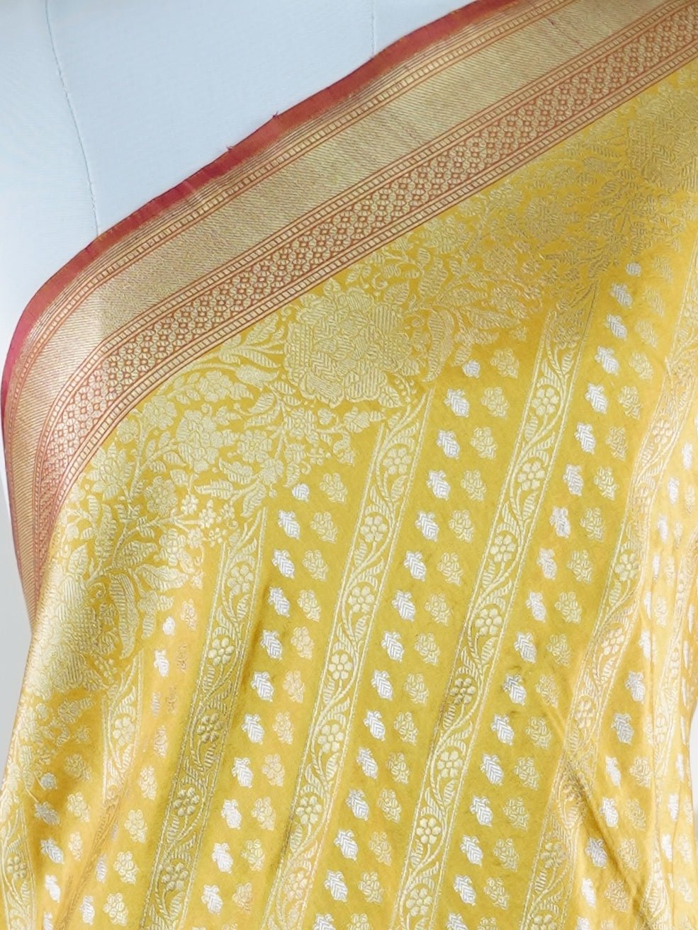 Katan Yellow 100% Pure Katan Silk - Manoranjitham Weaves - Handloom Store