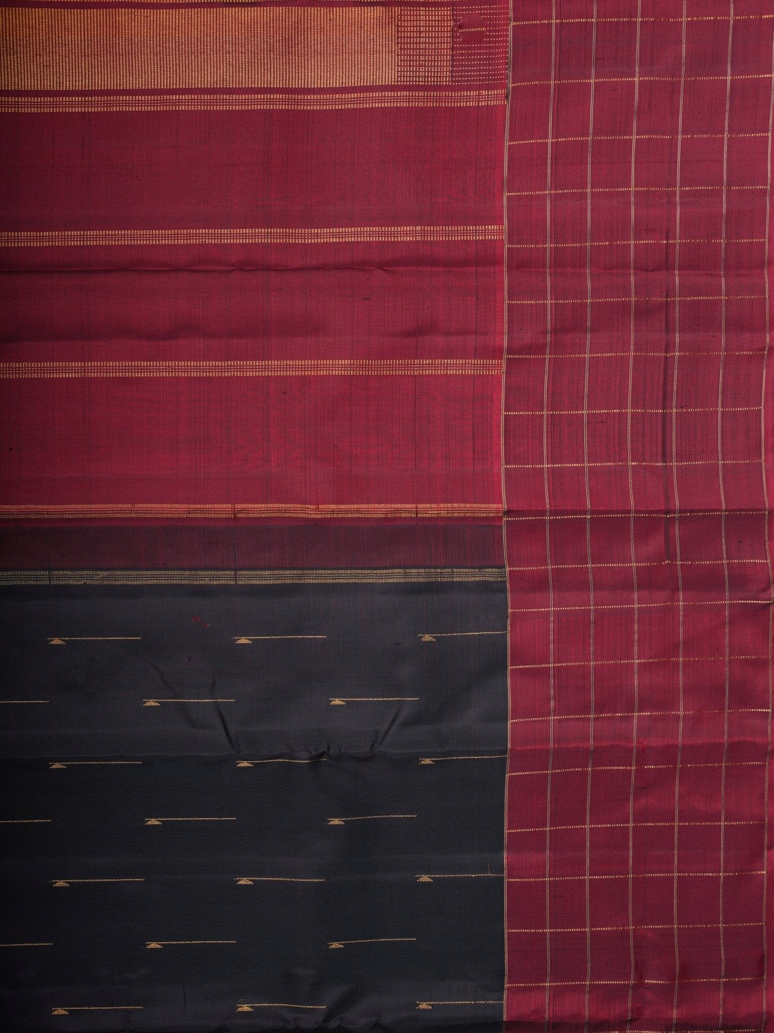 Kanchipuram Silk Black 100% Pure Silk  - Manoranjitham Weaves - Handloom Store