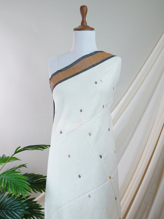 Cotton White 100% Pure Cotton - Manoranjitham Weaves - Handloom Store