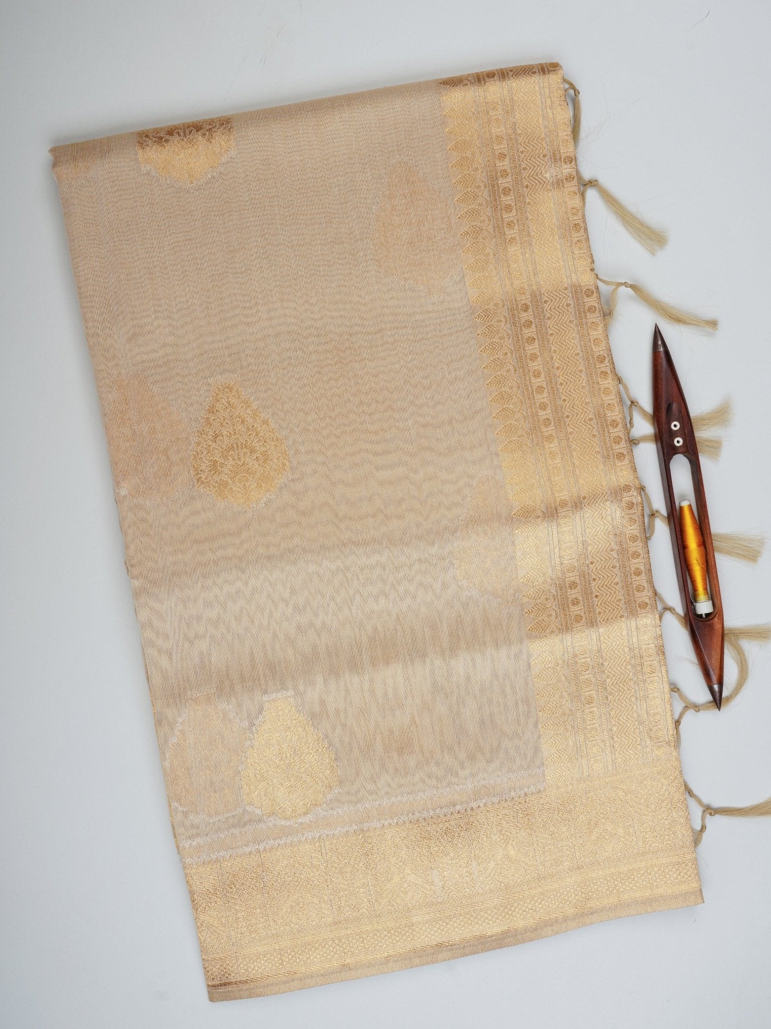 tissue Gold Kora Semi Tissue - Manoranjitham Weaves - Handloom Store