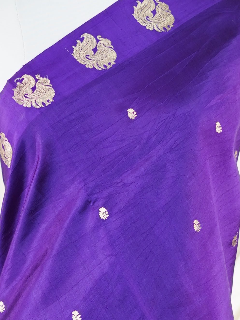 Katan Purple 100% Pure Silk  - Manoranjitham Weaves - Handloom Store