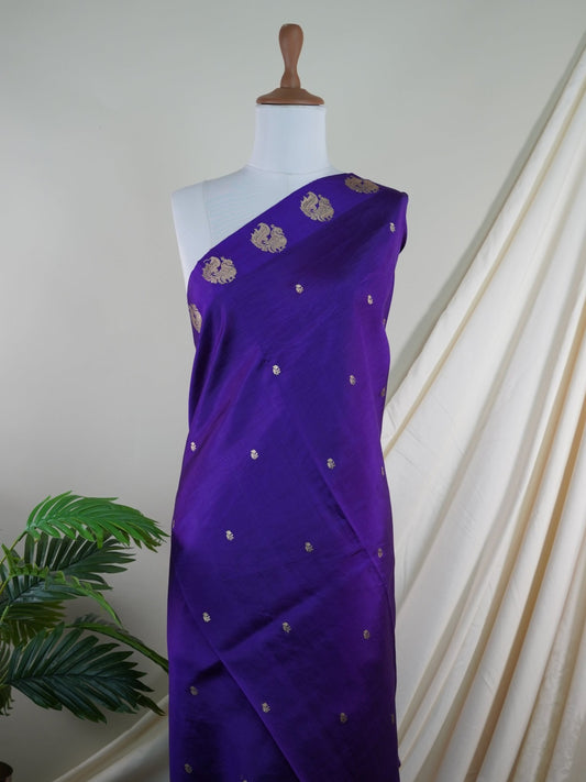 Katan Purple 100% Pure Silk  - Manoranjitham Weaves - Handloom Store