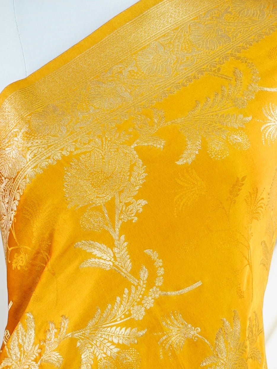 Mushru Mustard Semi Mushru - Manoranjitham Weaves - Handloom Store