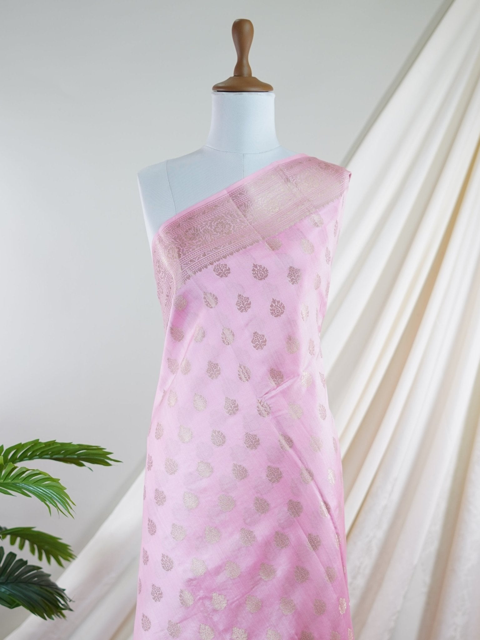 Chiniya Silk Baby Pink 100% Pure Chiniya Silk  - Manoranjitham Weaves - Handloom Store