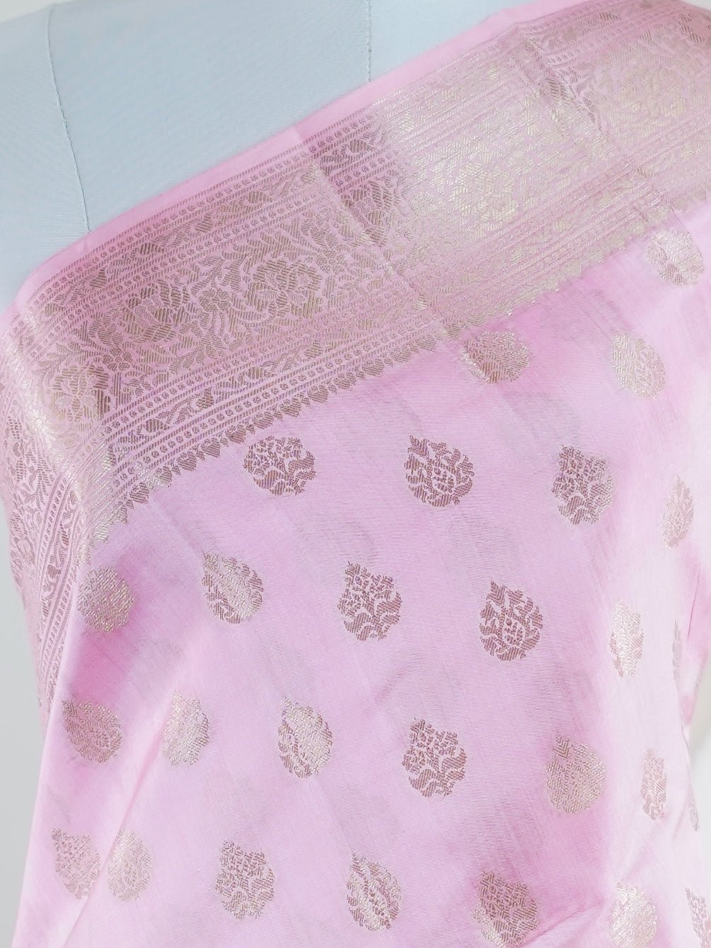 Chiniya Silk Baby Pink 100% Pure Chiniya Silk  - Manoranjitham Weaves - Handloom Store