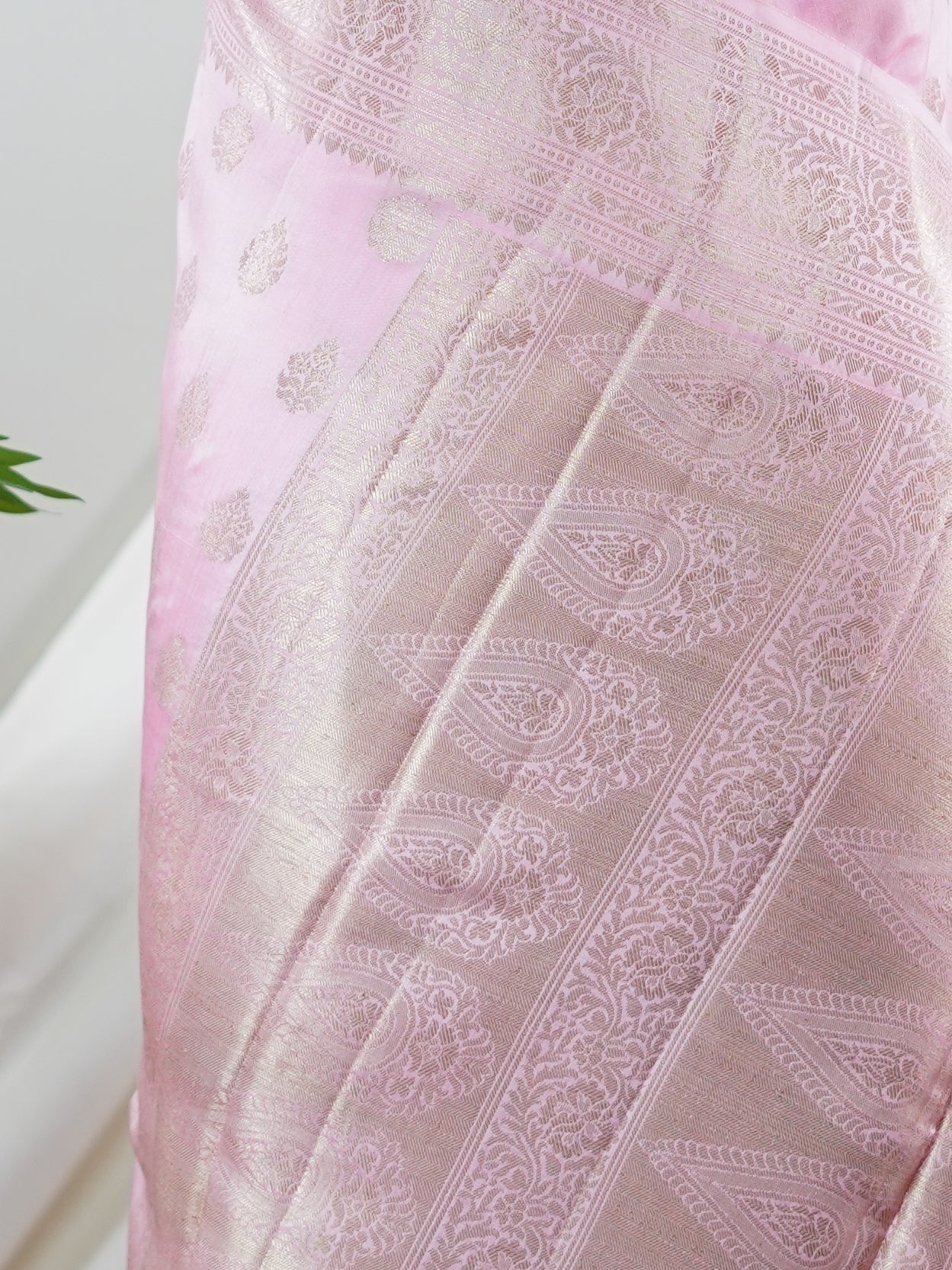 Chiniya Silk Baby Pink 100% Pure Chiniya Silk  - Manoranjitham Weaves - Handloom Store