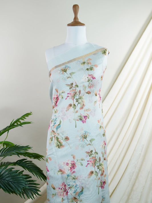 Cotton Powder Blue Silk Cotton - Manoranjitham Weaves - Handloom Store