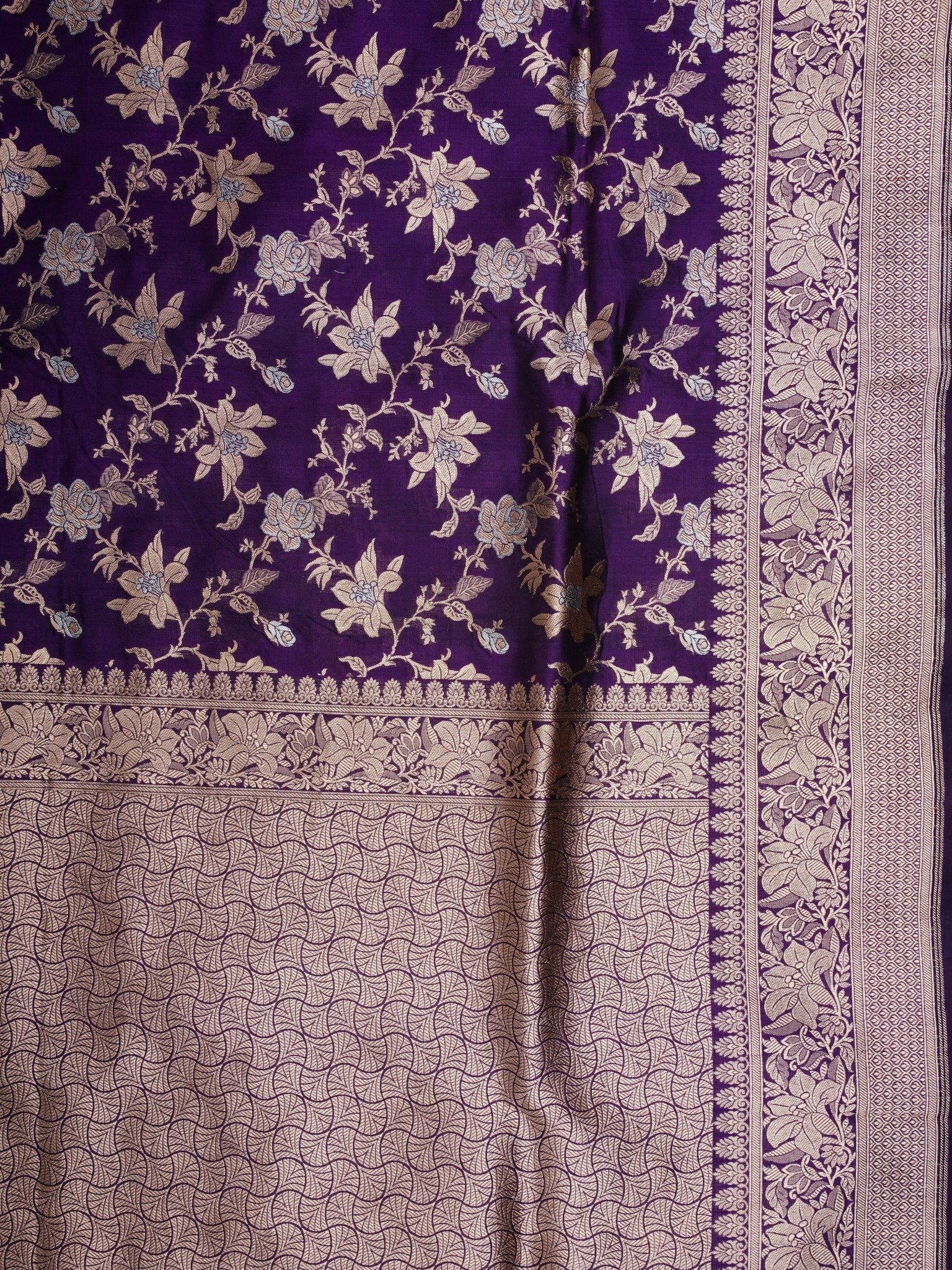 Katan Dark Purple 100% Pure Katan Silk - Manoranjitham Weaves - Handloom Store
