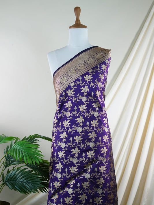 Katan Dark Purple 100% Pure Katan Silk - Manoranjitham Weaves - Handloom Store