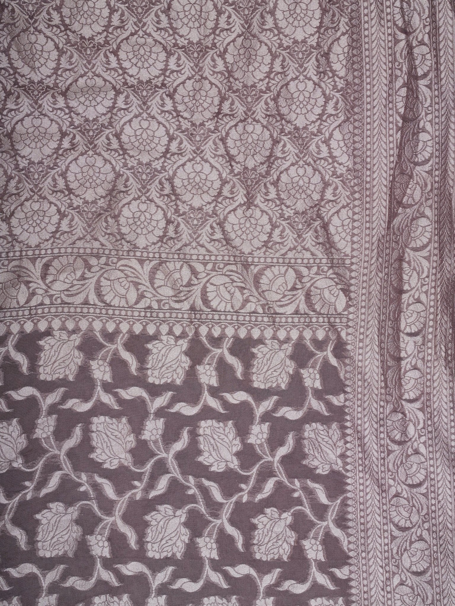 Katan Grey Georgette - Manoranjitham Weaves - Handloom Store