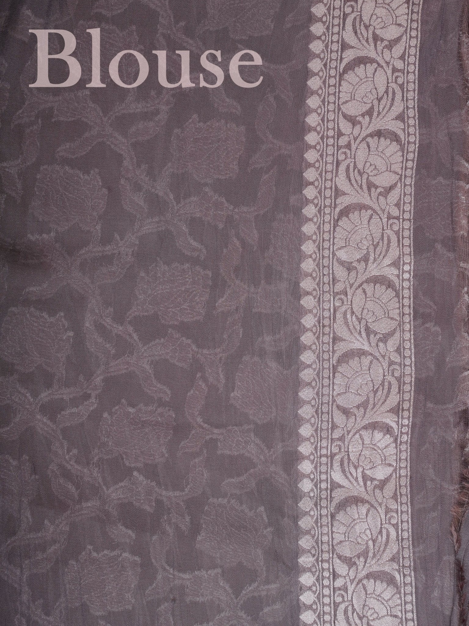 Katan Grey Georgette - Manoranjitham Weaves - Handloom Store