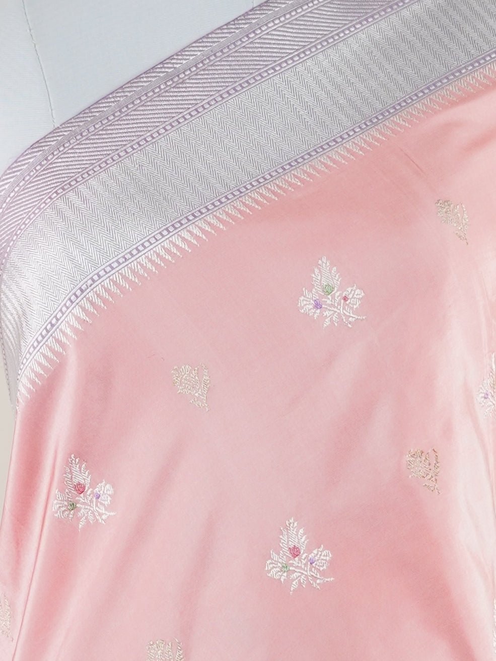 Katan Salmon rose 100% Pure Katan Silk - Manoranjitham Weaves - Handloom Store