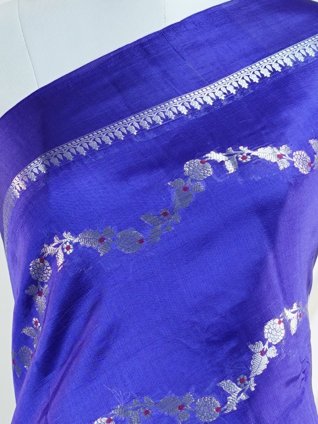 Katan Royal Blue 100% Pure Katan Soft Silk - Manoranjitham Weaves - Handloom Store
