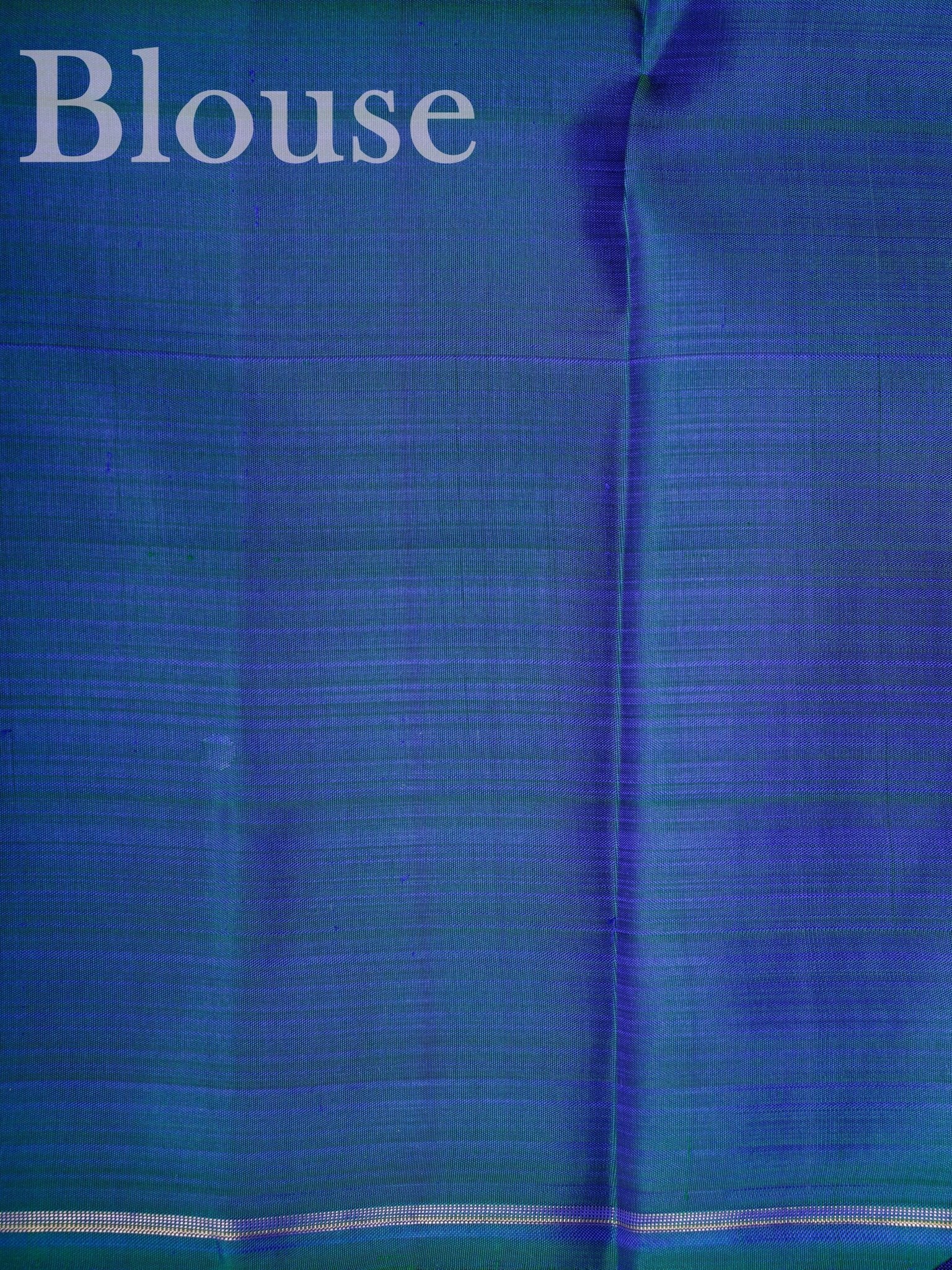 Kanchipuram Silk Peacock Blue 100% Pure Silk  - Manoranjitham Weaves - Handloom Store