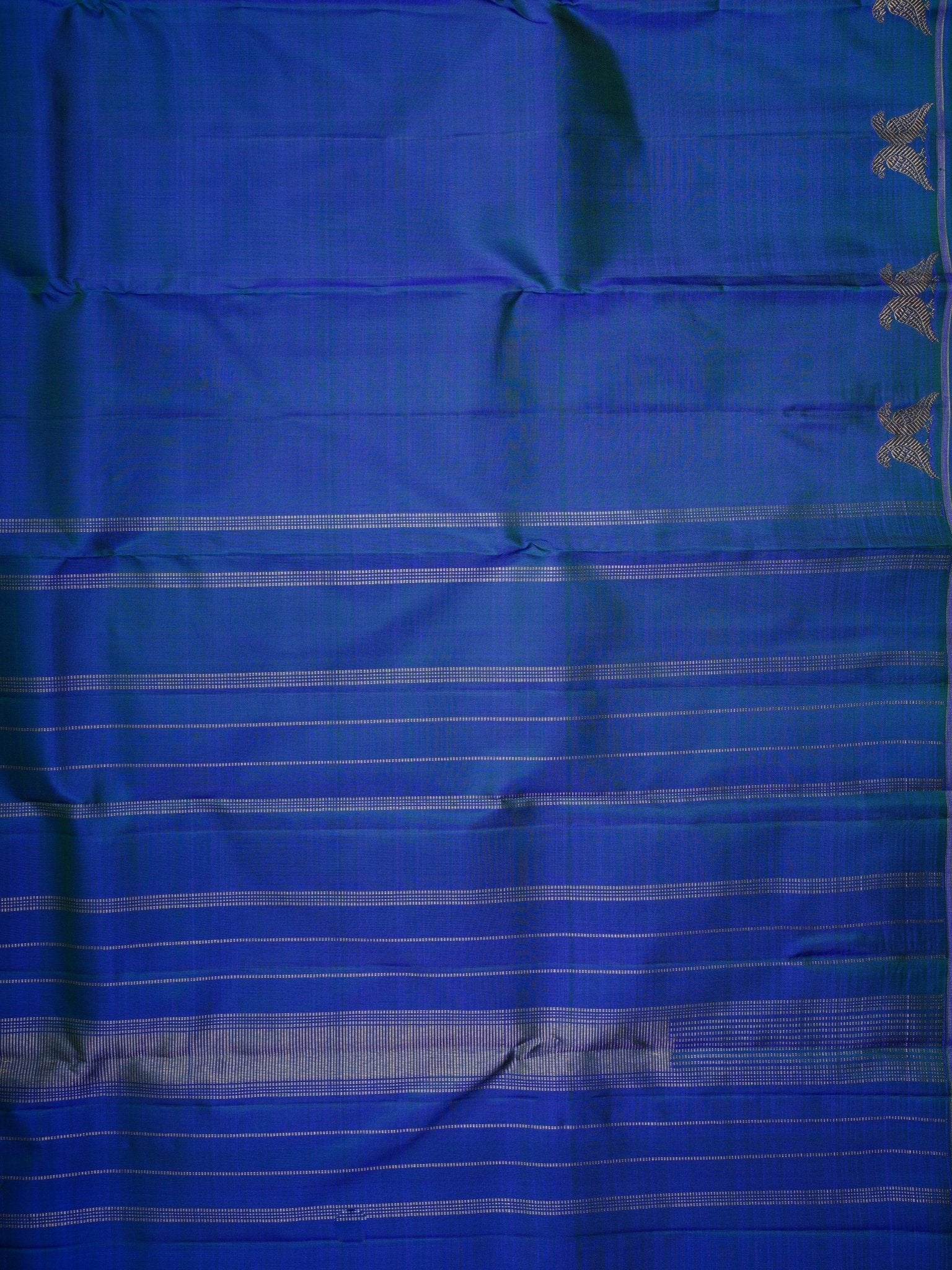 Kanchipuram Silk Peacock Blue 100% Pure Silk  - Manoranjitham Weaves - Handloom Store
