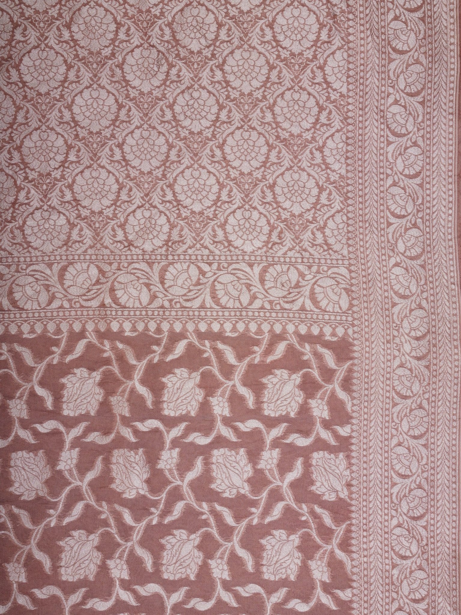 Katan Salmon Georgette - Manoranjitham Weaves - Handloom Store