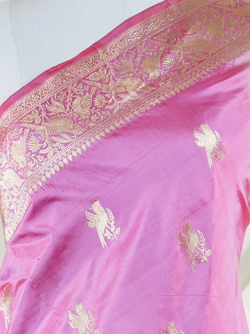 Katan Light Pink 100% Pure Katan Silk - Manoranjitham Weaves - Handloom Store