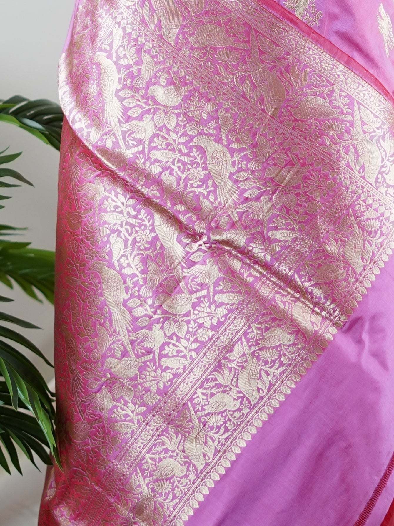 Katan Light Pink 100% Pure Katan Silk - Manoranjitham Weaves - Handloom Store