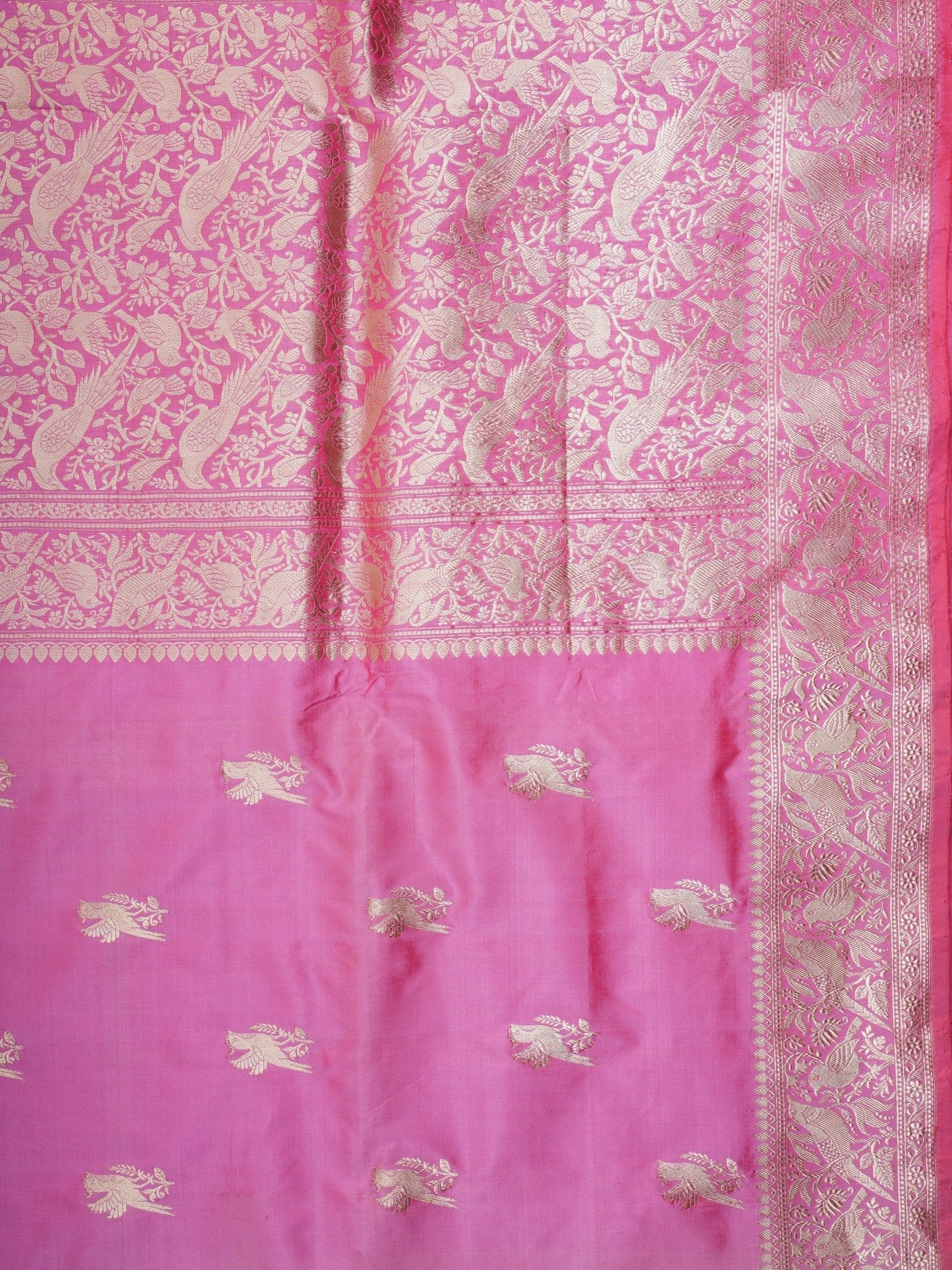 Katan Light Pink 100% Pure Katan Silk - Manoranjitham Weaves - Handloom Store