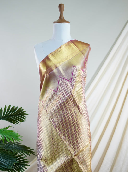 Kanchipuram Silk Ivory 100% Pure Silk  - Manoranjitham Weaves - Handloom Store