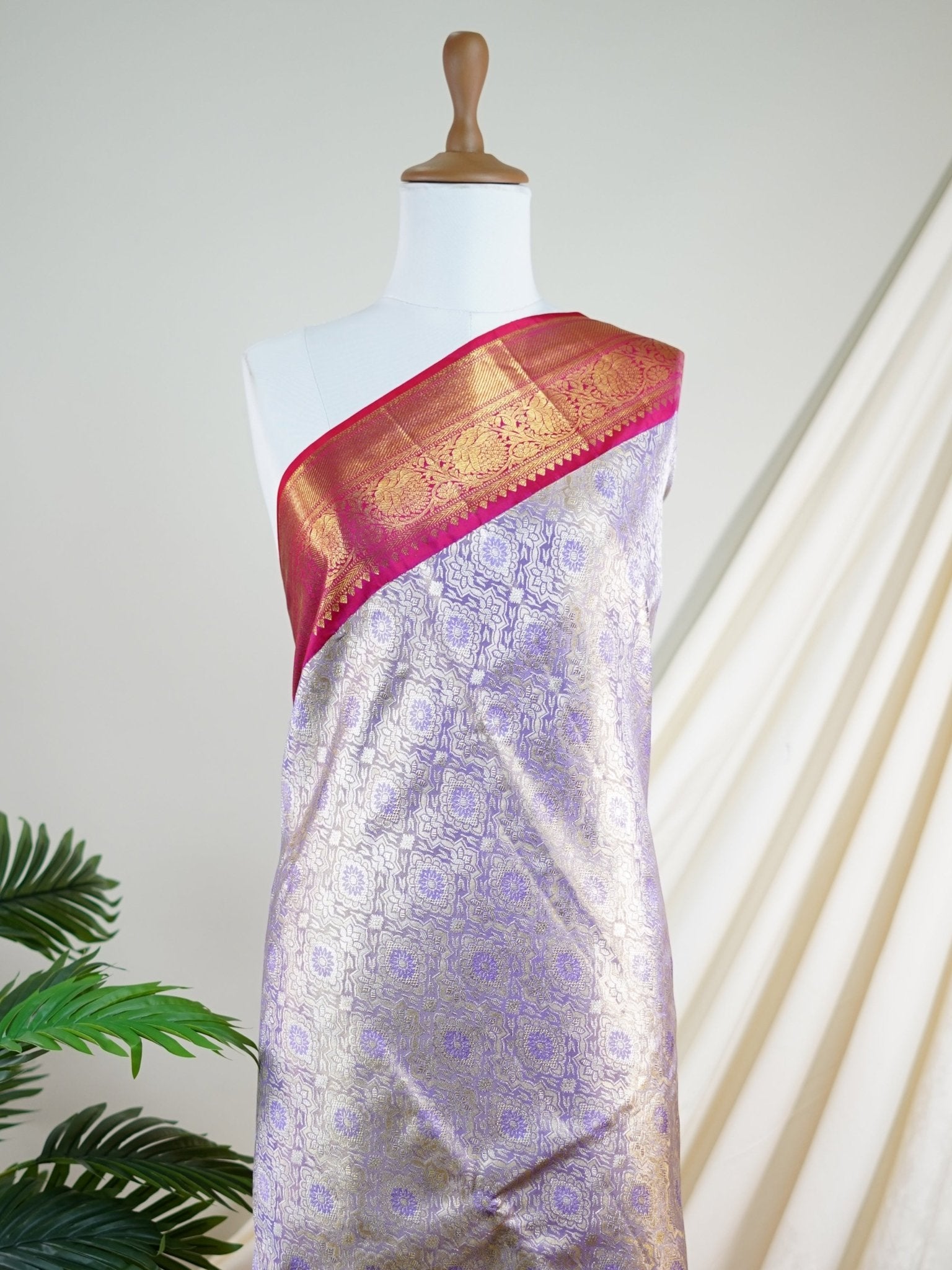 Kanchipuram Silk Lilac 100% Pure Silk  - Manoranjitham Weaves - Handloom Store