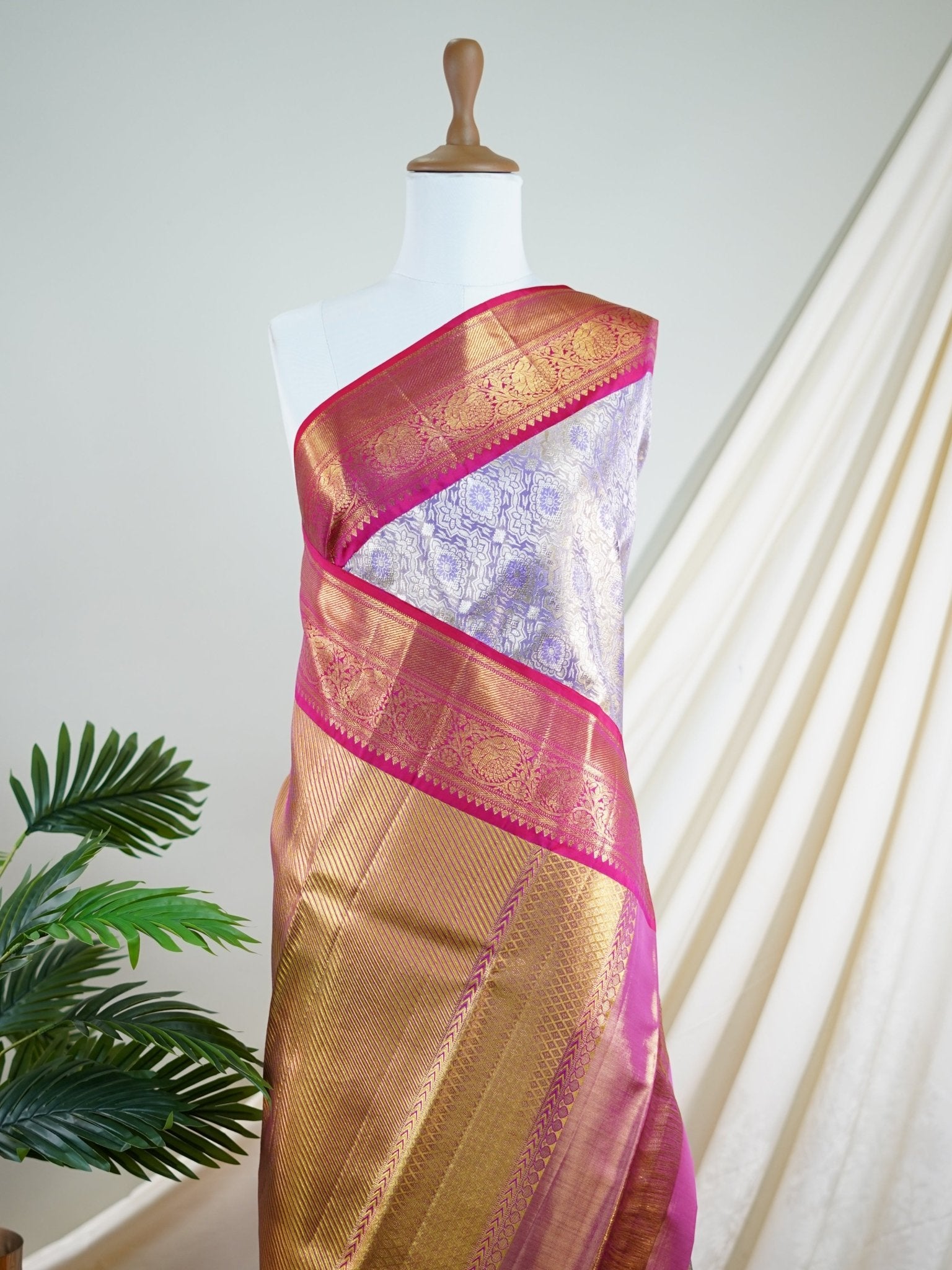 Kanchipuram Silk Lilac 100% Pure Silk  - Manoranjitham Weaves - Handloom Store
