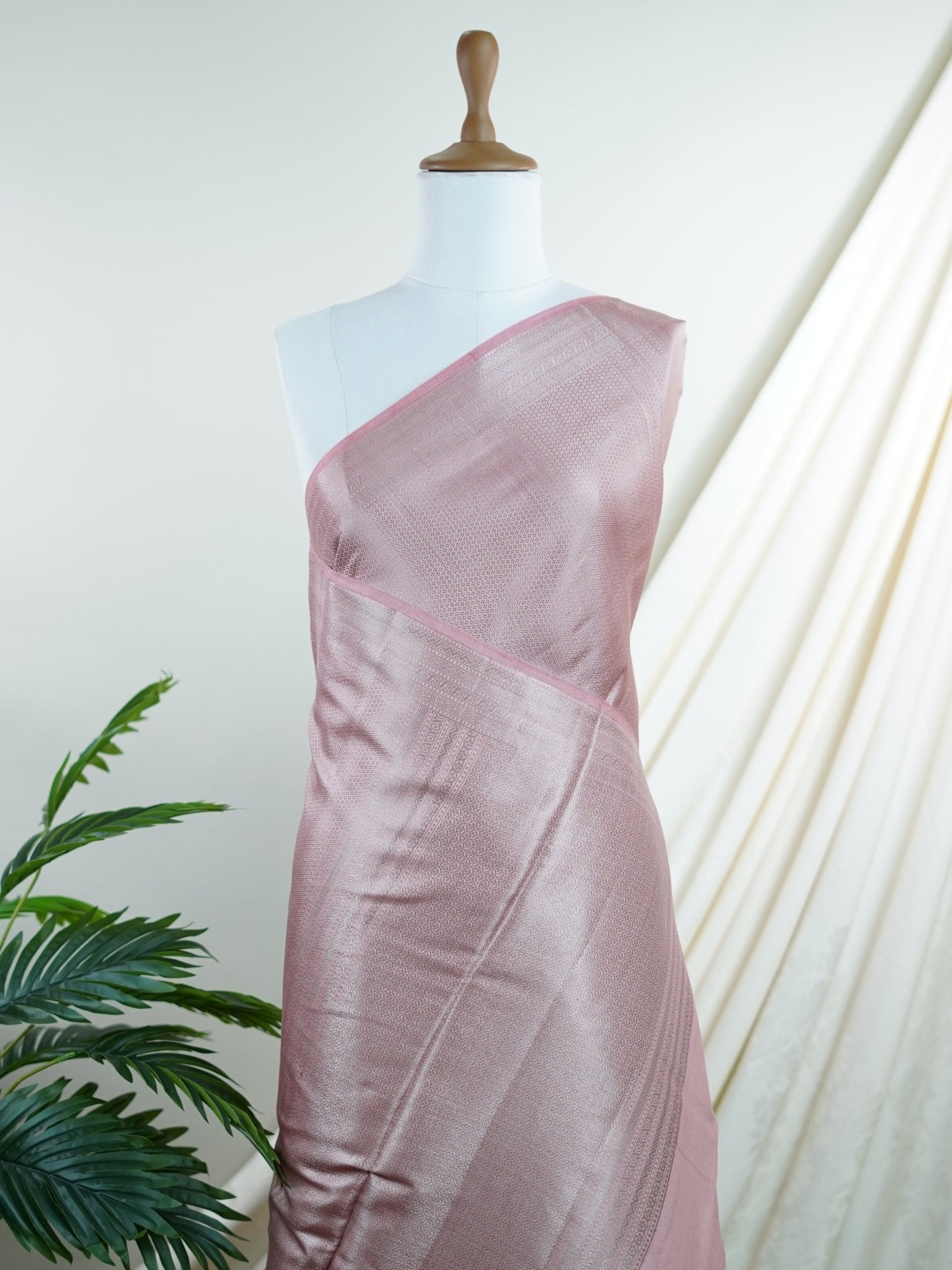 Chiniya Silk Peach 100% Pure Katan Soft Silk - Manoranjitham Weaves - Handloom Store