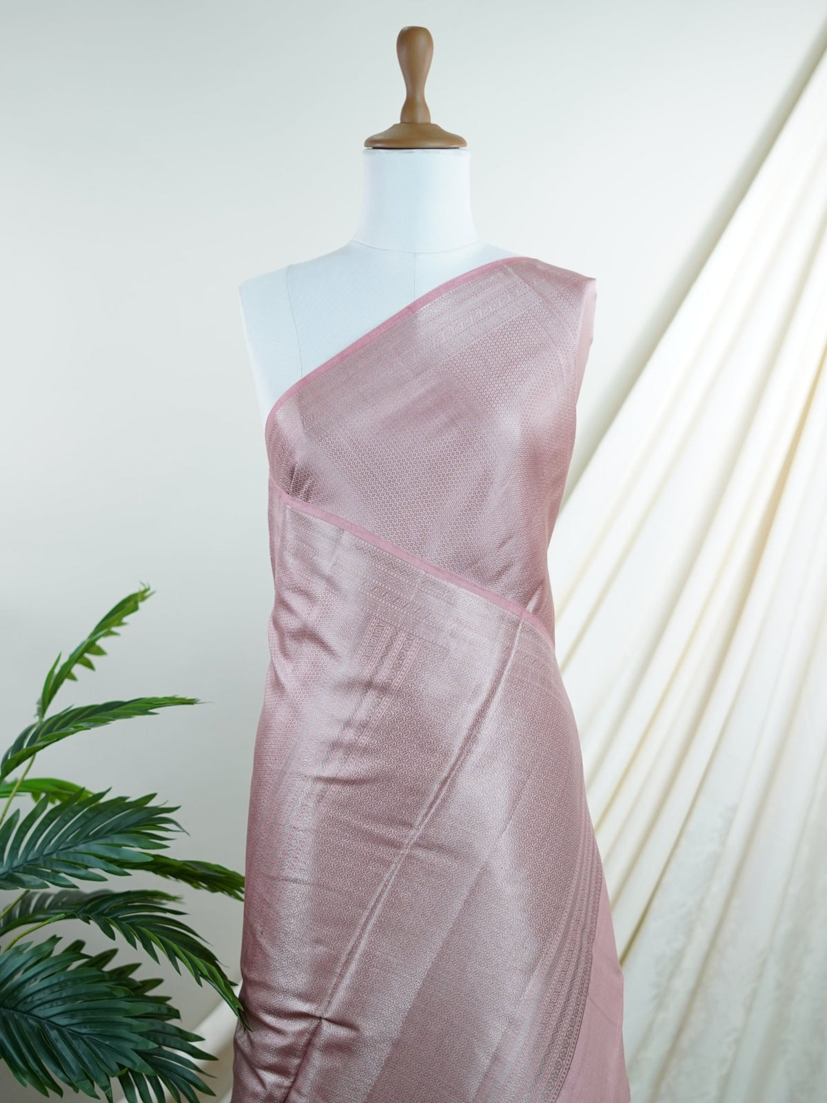 Chiniya Silk Peach 100% Pure Katan Soft Silk - Manoranjitham Weaves - Handloom Store