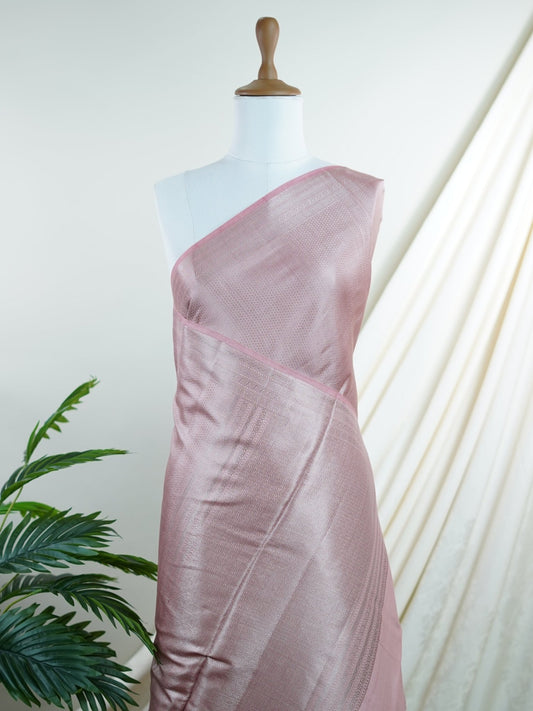 Chiniya Silk Peach 100% Pure Katan Soft Silk - Manoranjitham Weaves - Handloom Store