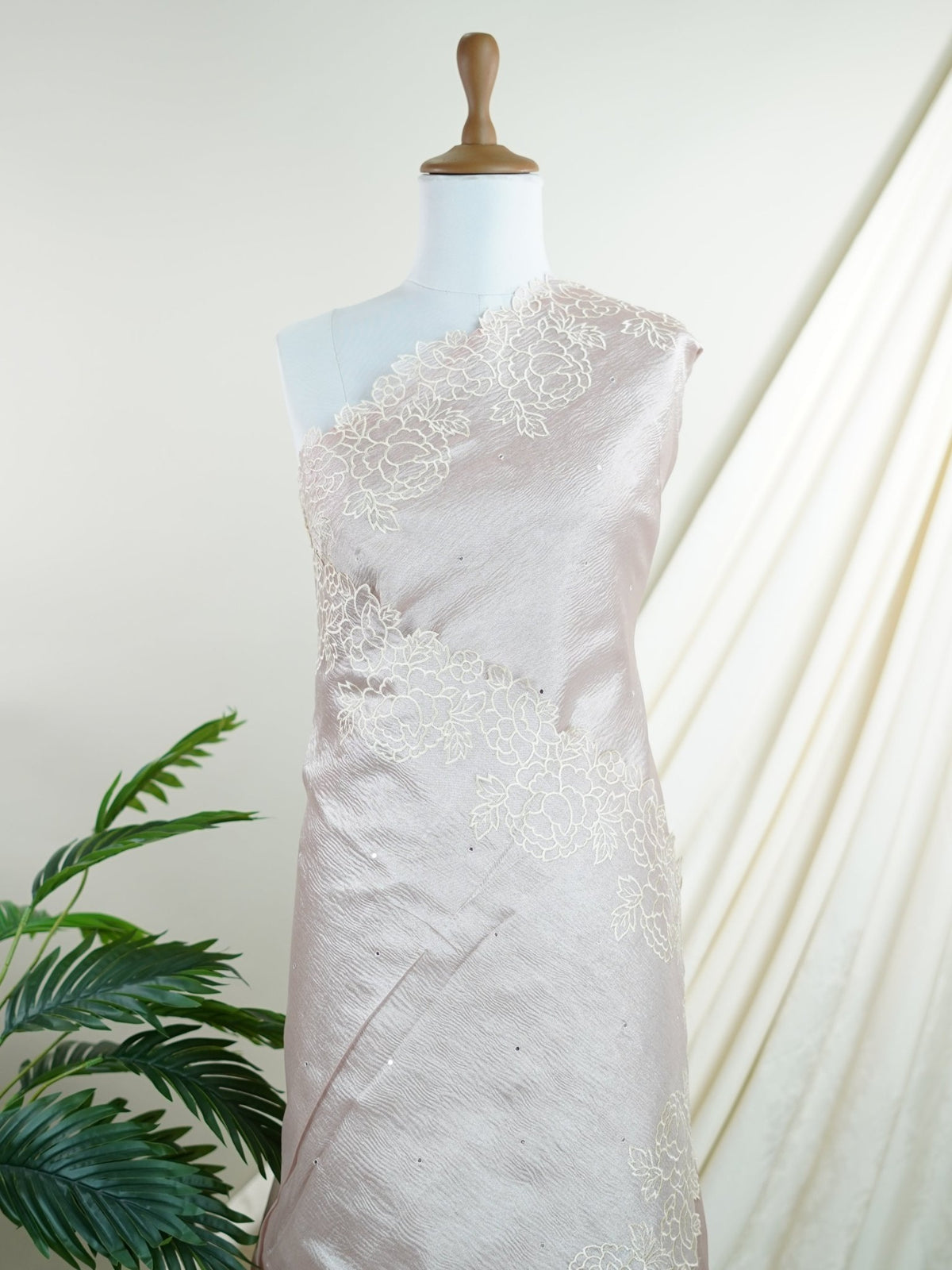 Net Peach Semi Crush Tissue - Manoranjitham Weaves - Handloom Store