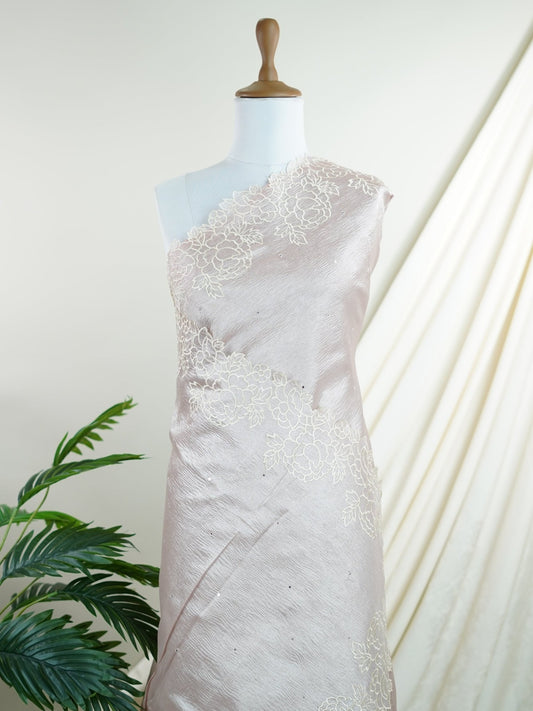 Net Peach Semi Crush Tissue - Manoranjitham Weaves - Handloom Store