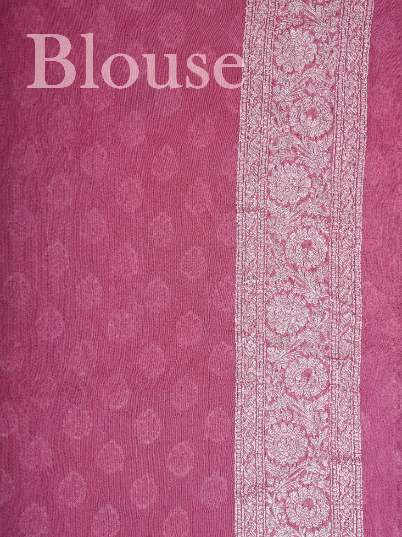 Katan Pink Georgette - Manoranjitham Weaves - Handloom Store
