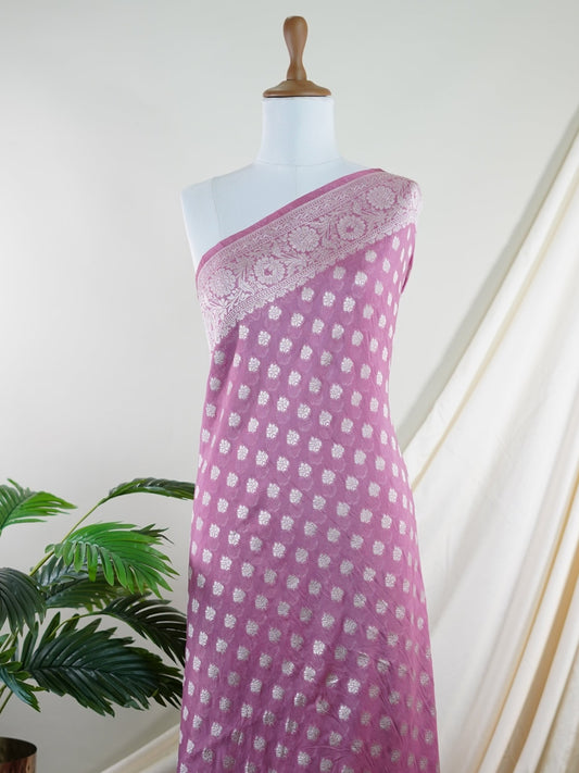 Katan Pink Georgette - Manoranjitham Weaves - Handloom Store