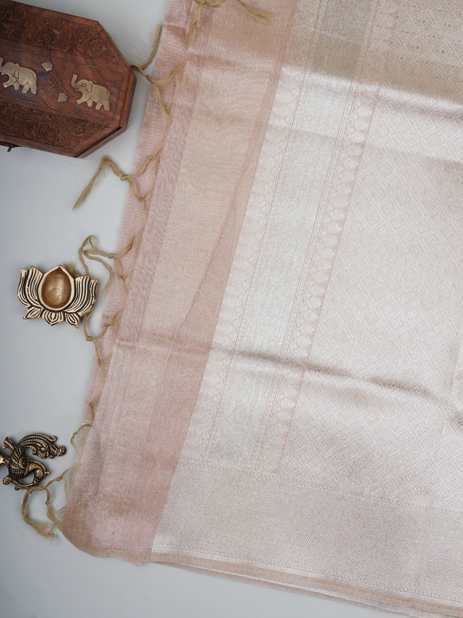 tissue Peach Semi Tissue - Manoranjitham Weaves - Handloom Store