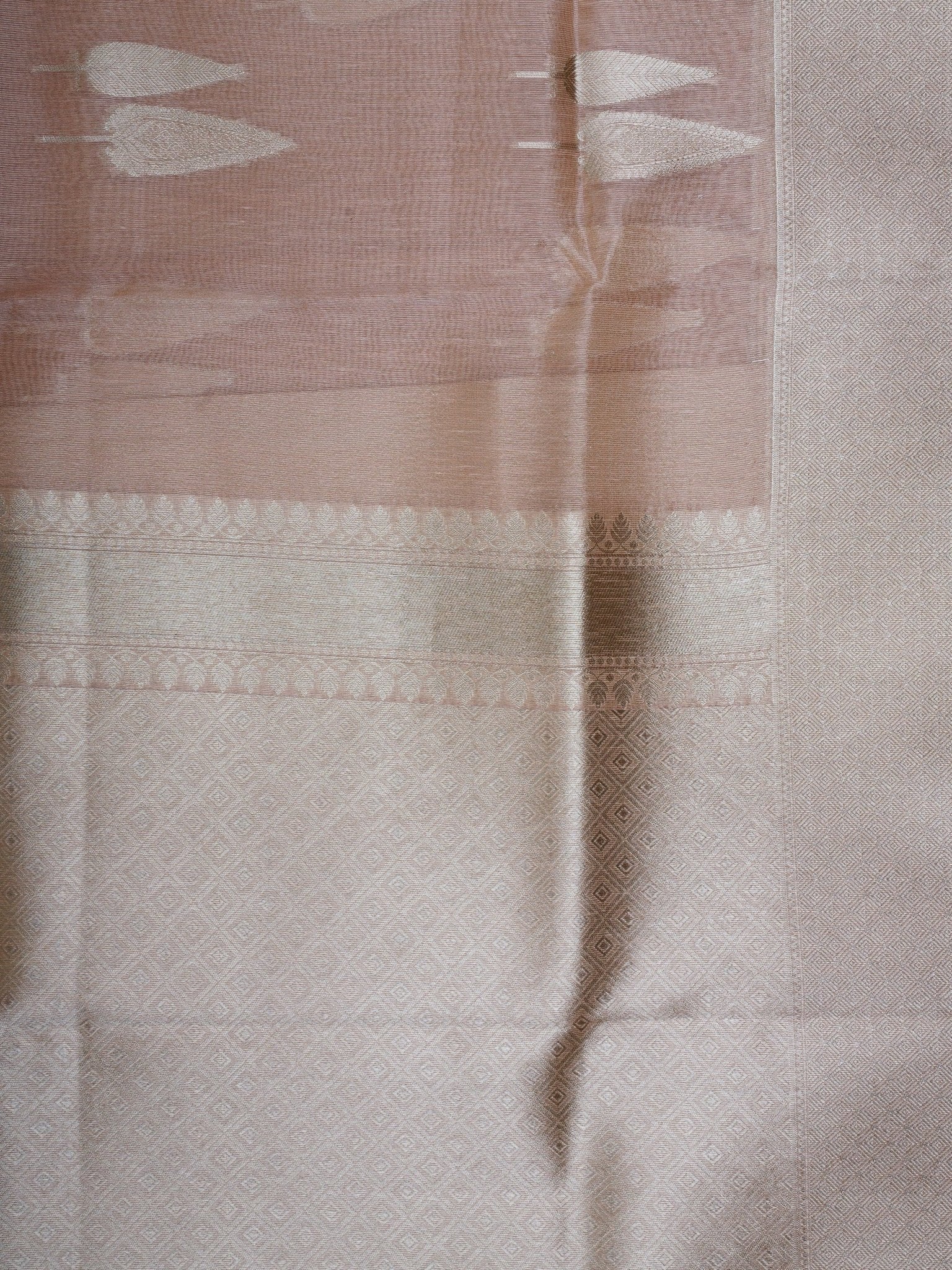tissue Peach Semi Tissue - Manoranjitham Weaves - Handloom Store