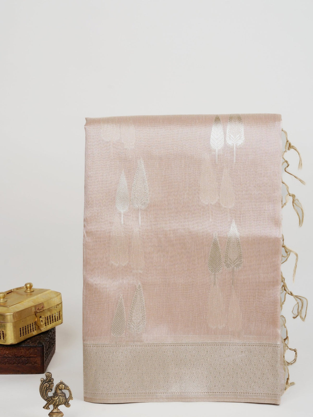 tissue Peach Semi Tissue - Manoranjitham Weaves - Handloom Store