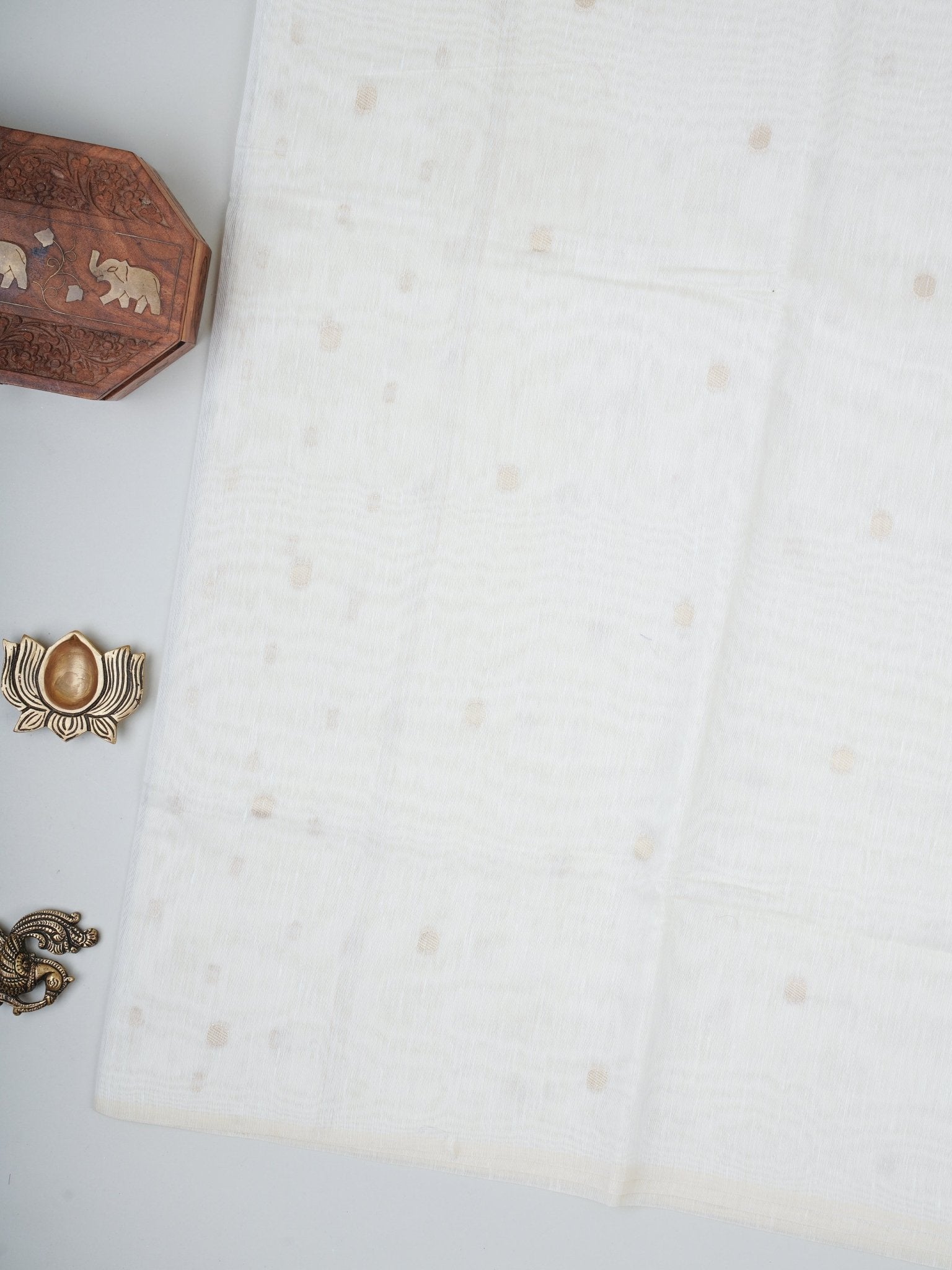 Cotton Cream Linen Cotton - Manoranjitham Weaves - Handloom Store