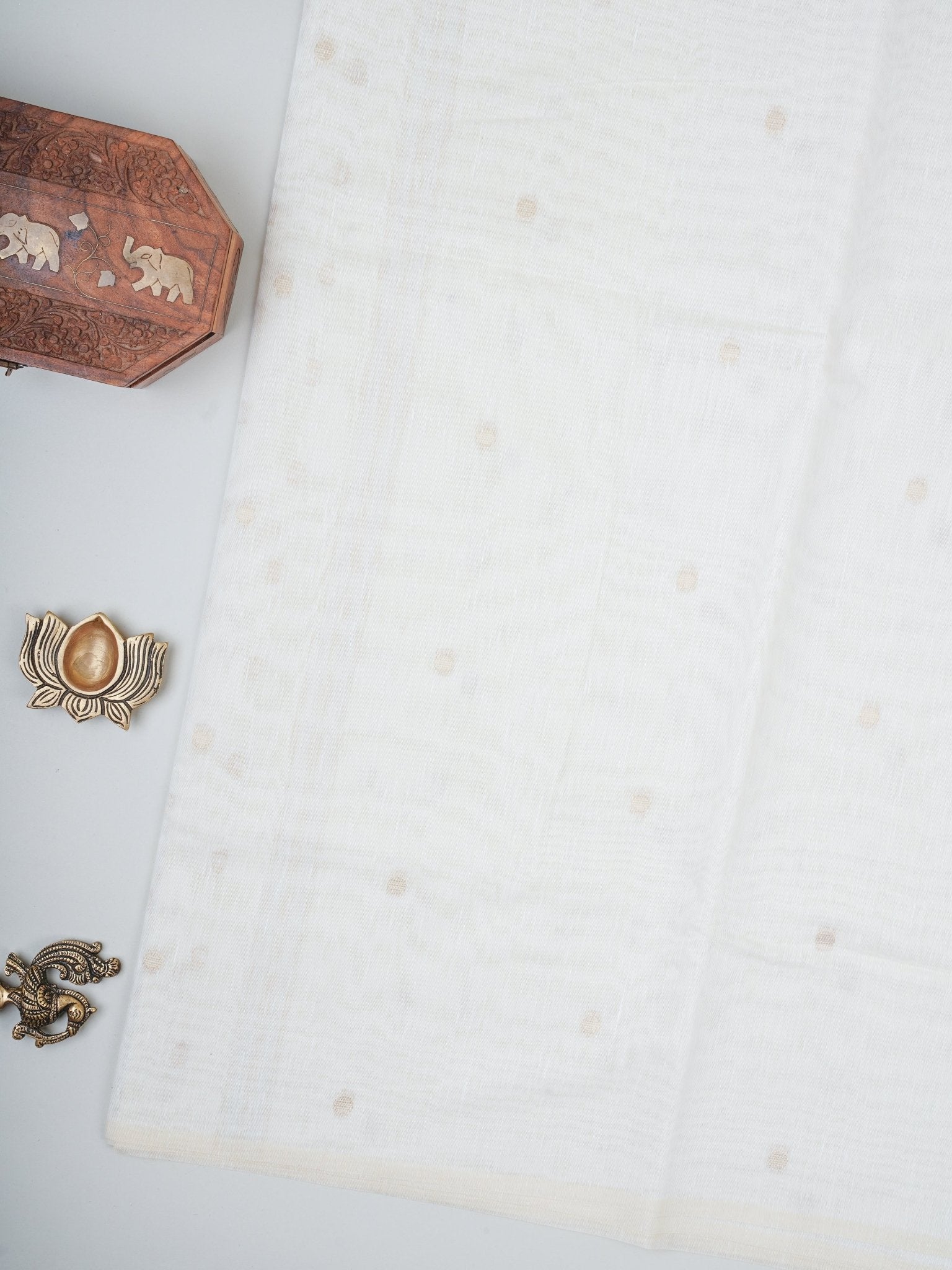 Cotton Cream Linen Cotton - Manoranjitham Weaves - Handloom Store