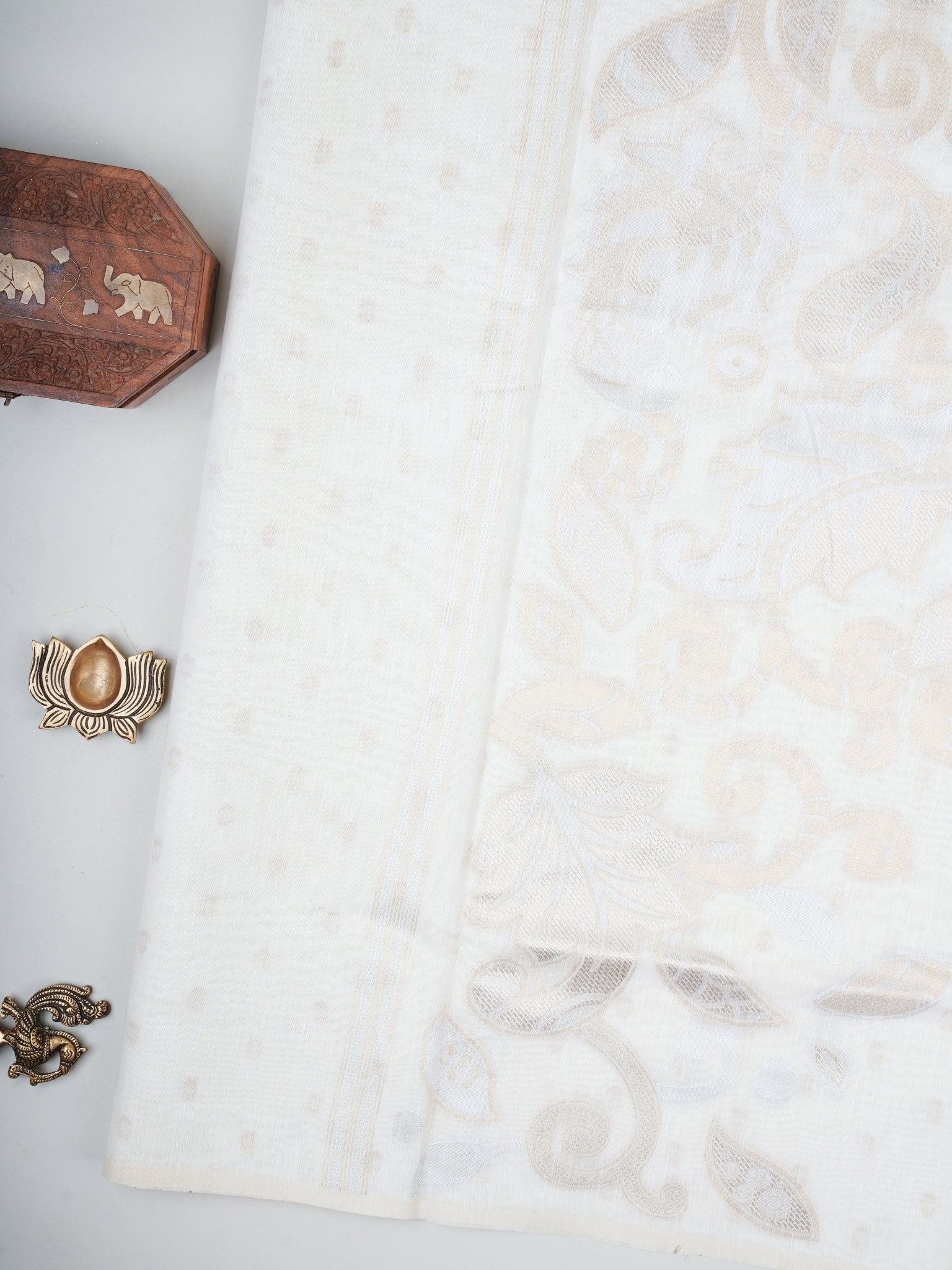 Cotton Cream Linen Cotton - Manoranjitham Weaves - Handloom Store