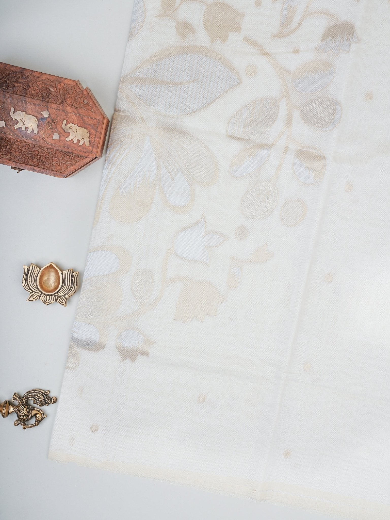 Cotton Cream Linen Cotton - Manoranjitham Weaves - Handloom Store