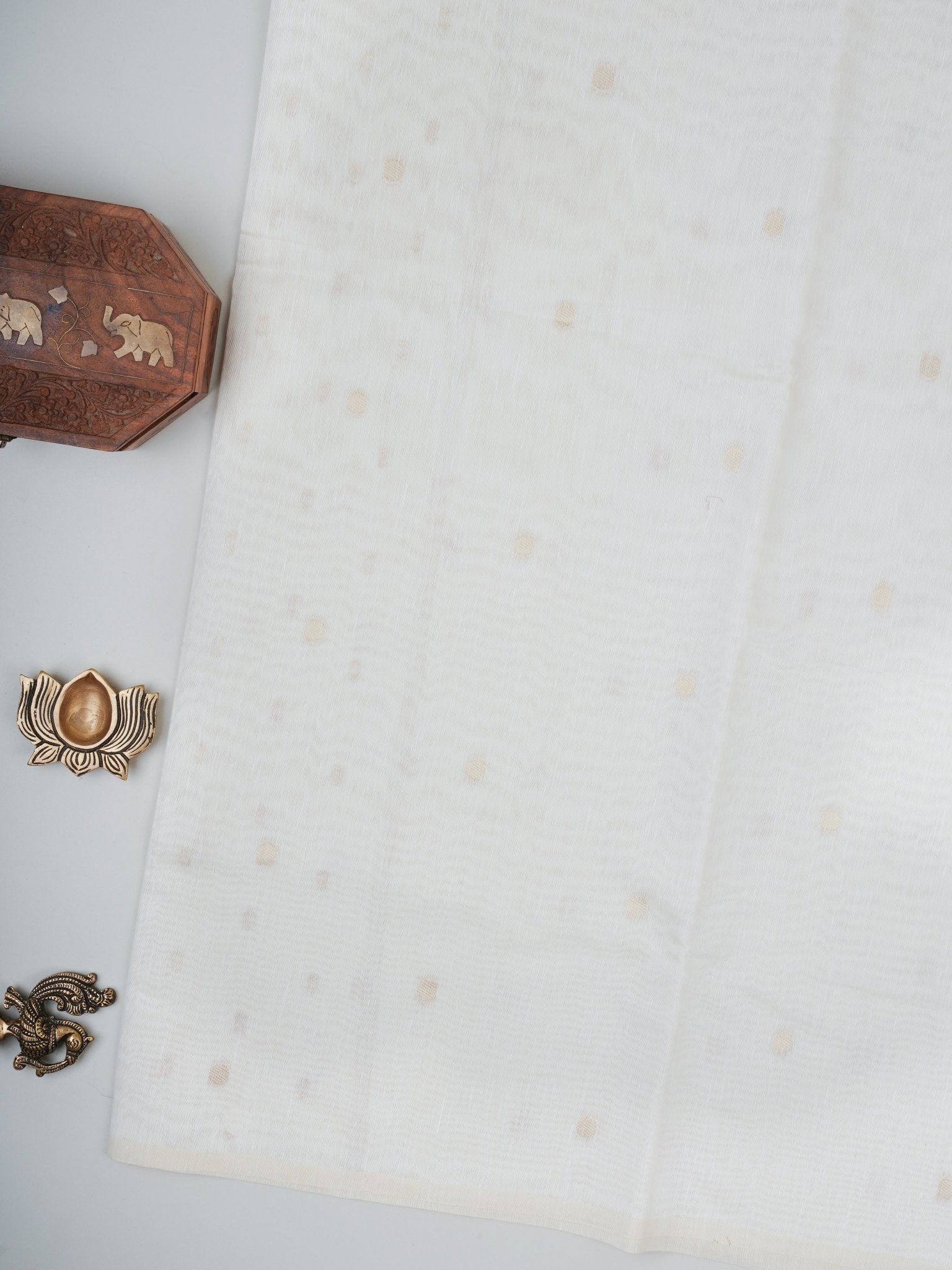 Cotton Cream Linen Cotton - Manoranjitham Weaves - Handloom Store