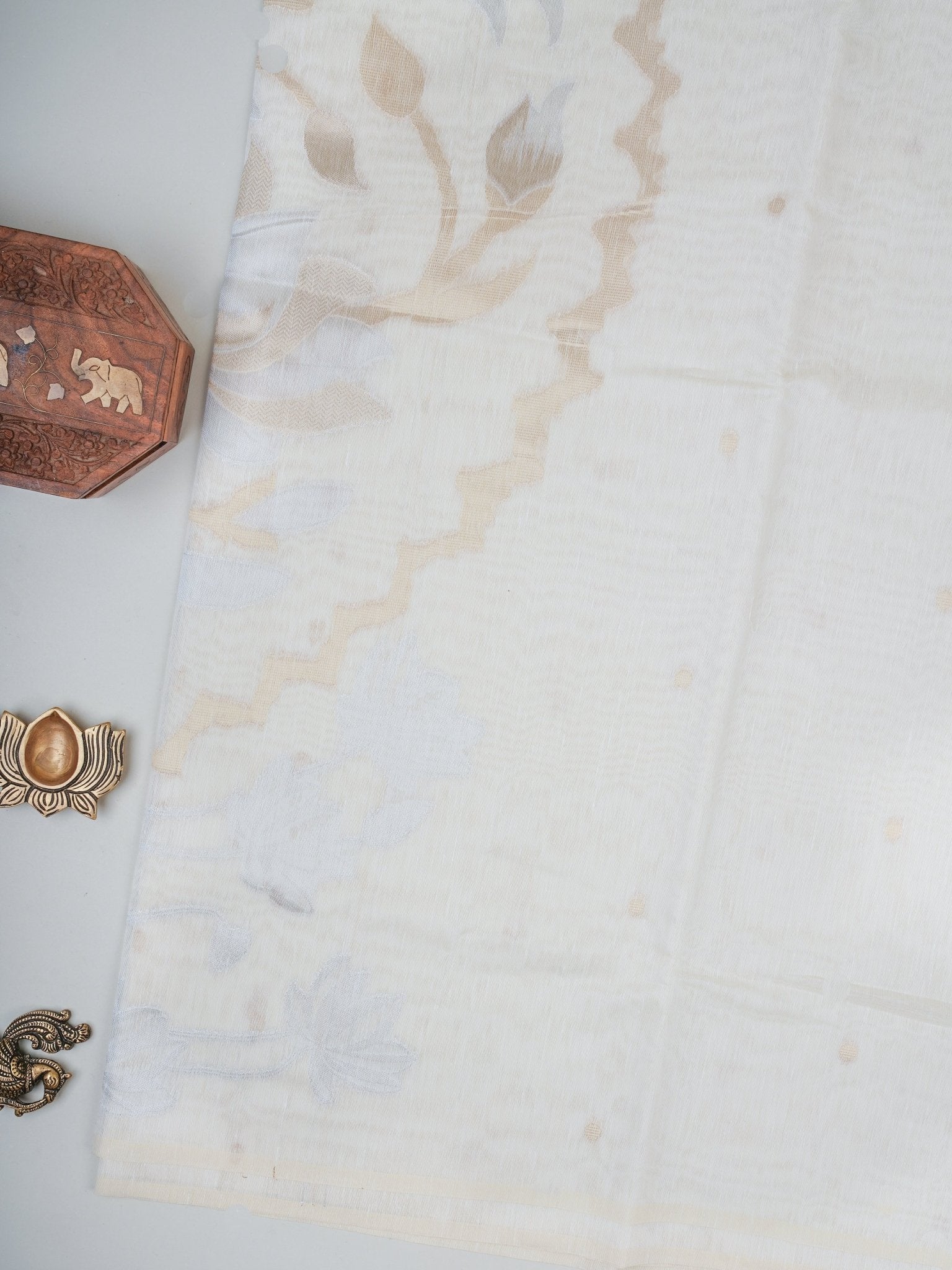 Cotton Cream Linen Cotton - Manoranjitham Weaves - Handloom Store