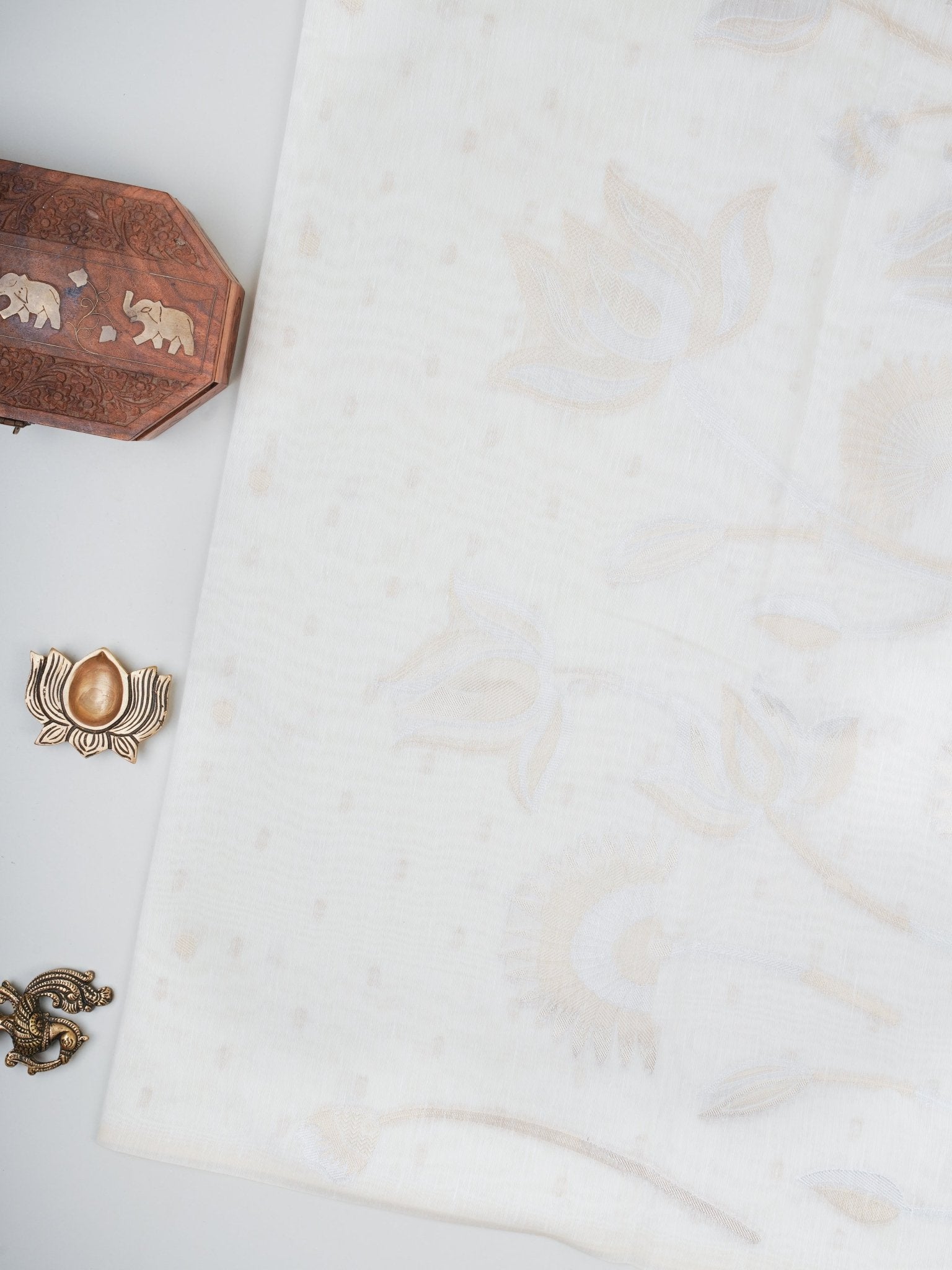 Cotton Cream Linen Cotton - Manoranjitham Weaves - Handloom Store